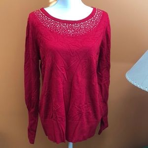 Alfani Embellished Jewel neck Sweater Top XL